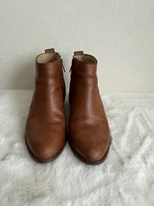 Madewell The Asher Ankle Boots Leather Brown Side Zip Size 6.5 - Picture 1 of 17