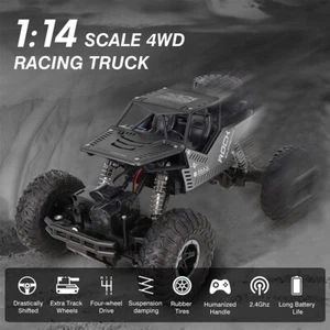 4WD RC Car 1:14 Scale Remote Control 2.4GHz 48+ KM/H Off Road Monster Truck Toys - Picture 1 of 34