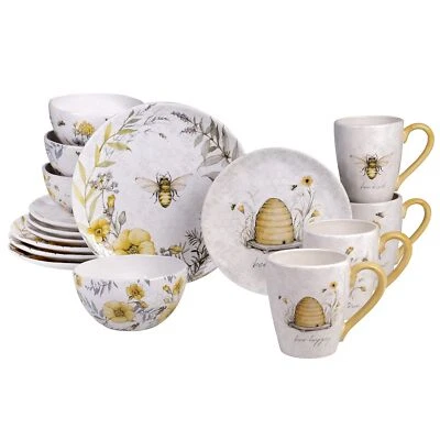 Bee Sweet 16-piece Dinnerware Set (Service For 4) Grey Multi Color Yellow Floral - Image 1 of 4