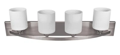 JUEGO DE 4 LUCES Y BAÑO TOCADOR NÍQUEL CEPILLADO LIGERO 5 PIEZAS Foto 1 de 4