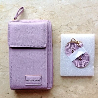 Portacellulare Donna XL Con Tracolla Portafoglio Grande Ecopelle Tinta Unita - Immagine 1 di 4