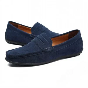 🛒🛒2025 UK Men's Leather Slip on Driving Moccasin Slippers Penny Boat Shoes New - Picture 1 of 28