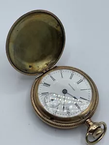 1903 Yellow Gold Filled Fancy Case Waltham Pocket Watch 18s 17j Grade 825 Runs - Picture 1 of 9