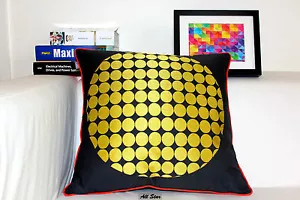 Vintage KAS Yellow Spots Stitch Embroidered Decor Cotton CUSHION COVER 20" - Picture 1 of 4