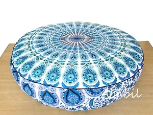 42X6" Round Cotton Cushion Cover Multicolor Mandala Floor Pillow Cushion Cover - Picture 1 of 3