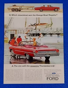 1963 FORD THUNDERBIRD V-8 CONVERTIBLE ORIGINAL COLOR PRINT AD FREE SHIPPING - Bild 1 von 1
