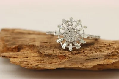 2/3CT Certified Natural H/I2 Diamond Cluster Engagement Ring Real 10K White Gold - Image 1 of 4