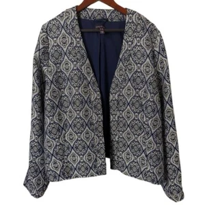 Blazer largo alto Sally azul marino negro blanco talla 18 texturizado - Imagen 1 de 5