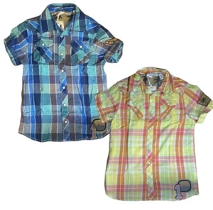 Scotch Shrunk Kids Boys Blue Yellow Check Surf Shirt Age 10-14 Years Size New - Picture 1 of 5