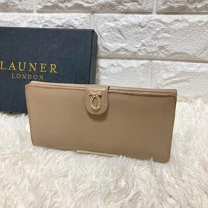 Launer London Clutch Wallet Rope Logo Beige Taupe Calf Leather Made in England - Picture 1 of 1
