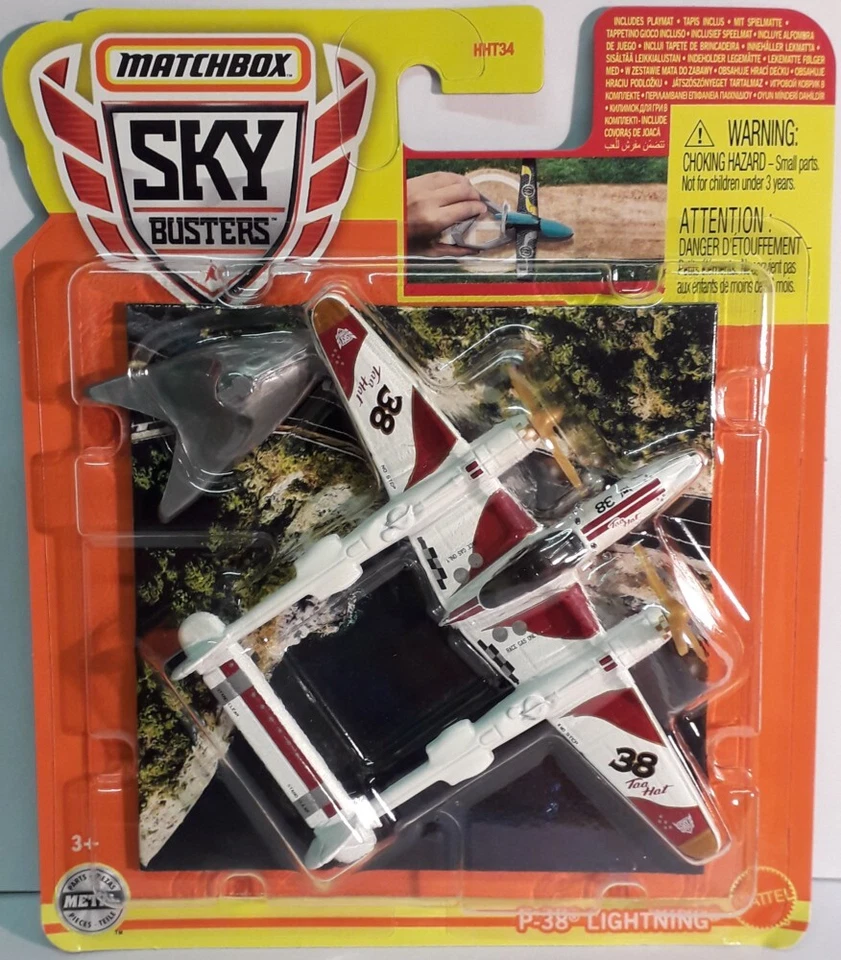 Matchbox Metal Sky-Busters - P-38 Lightning With Landing Mat - HHT35 - LA10 - Image 1 of 1