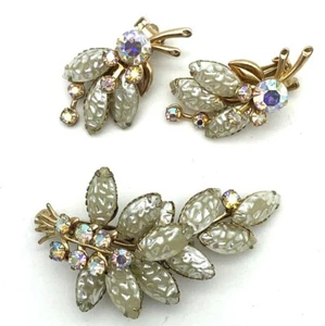 Juego de pendientes de clip broche en aerosol con diamantes de imitación AB barroco de perlas de colección - Imagen 1 de 12