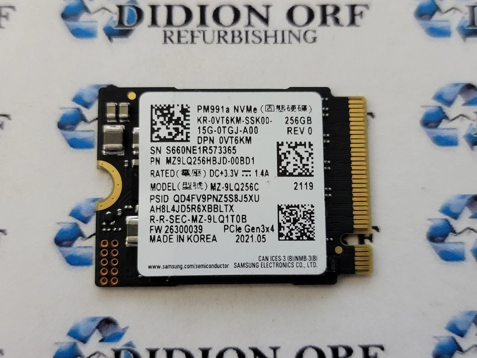 SAMSUNG PM991a 256GB M.2 NVMe 2230 SSD MZ-9LQ256C, Grade A, SKU 11607 - Image 1 of 1