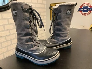 Sorel Tivoli Damen Gr. 7 wasserdichte Winterstiefel Sherpa gefüttert Schnürung grau - Bild 1 von 10