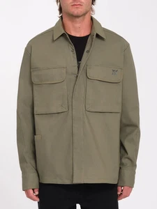NWT Unisex Volcom Bryan Iguchi Work Shirt Jacket $130 large green boxy fit - Picture 1 of 7