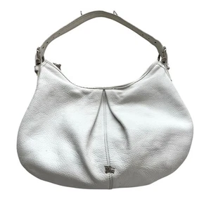 Burberry Malika Hobo Shoulder Handbag White Leather Silver Hardware - Picture 1 of 14
