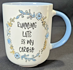 Prima Design "Running Late is My Cardio" Floral Mug - EUC - Picture 1 of 4