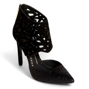 Dolce Vita Women's Kayden Pumps Size 6.5 Black Nubuck Cutout Heels   - Picture 1 of 12