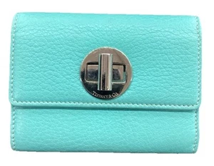 Tiffany & Co Blue Leather Turnlock Wallet Small NEW RARE! - Picture 1 of 5