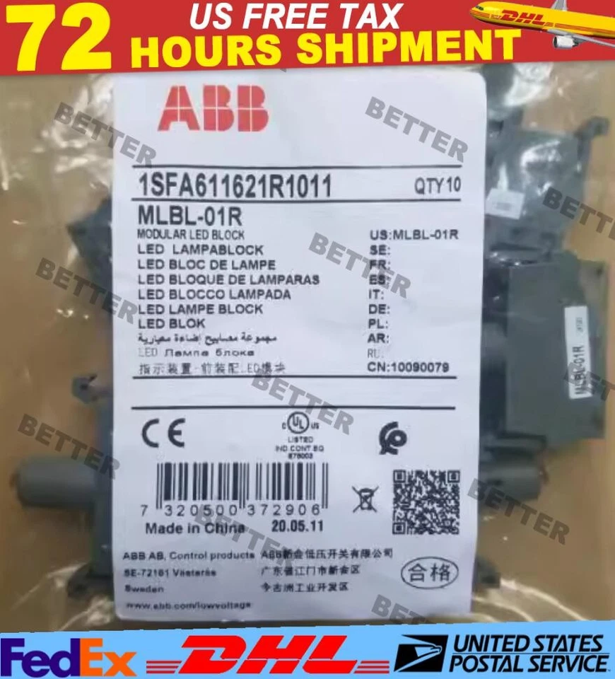 1pcs ABB push button switch lampholder MLBL-01R 24VAC/DC US Free TAX - Image 1 of 1