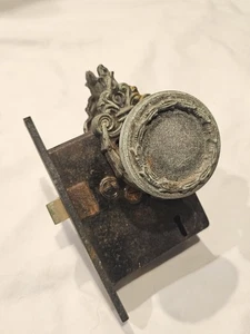 Juego de cerraduras de mortaja Penn vintage RB535 con perillas de puerta necesita TLC - Imagen 1 de 6