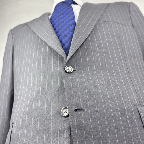 GUCCI KITON Cappotto Sportivo Gessato Grigio Diamonte Blu Super 120’s Lana 52IT 42US