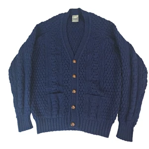 Patrick Maguire Sweater XL Navy Ireland Wool Cable Knit Grandpa Fisherman #2261 - Picture 1 of 15