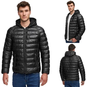 Chaqueta de cuero Tazzio acolchada chaqueta de cuero para hombre chaqueta de transición de cuero auténtico - Imagen 1 de 9