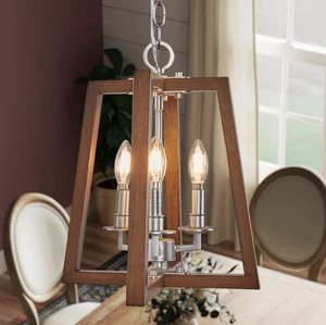 Progress Lighting Forrester -Teak Wood- 3 Light Farmhouse Pendant Hanging Light - Picture 1 of 9