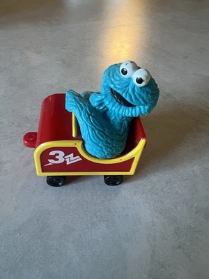 Big Bird's 发条火车芝麻街饼干怪物 1990 年复古玩具 — 第 1/4 张图片