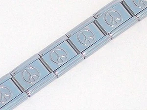 9mm Italienische Charms Klassische Größe GLÄNZENDES STARTERARMBAND Peace Zeichen Symbol - Bild 1 von 1