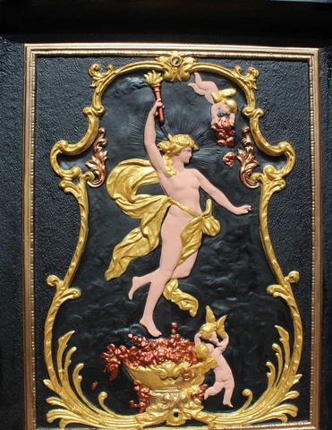 ANTIQUE RARE NUDE FIRE PLACE SCREEN COVER CAST IRON LATE 1800s ELEGANT WALL ART Cover