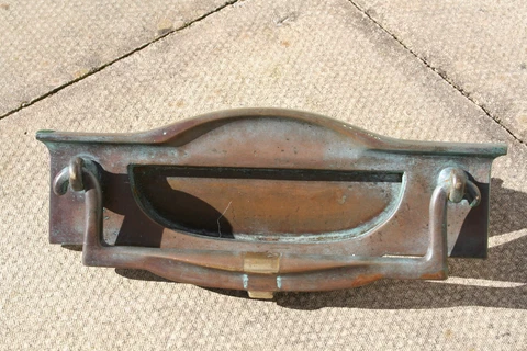 Antique Art Nouveau Brass Letter Box Door Knocker Cover