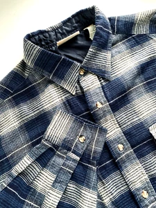 Vtg. Northwest Territory Men L Flannel Plaid Shirt Blue Pockets Long Sleeve - Picture 1 of 16