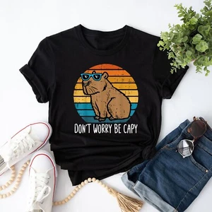 Dont Worry Be Capy Capybara Retro Men Boys Kids Youth Women T-Shirt - Picture 1 of 5