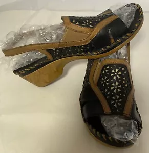 Ariat sandali donna bicolore pelle punta aperta cinturino posteriore tacco 2" misura 8,58" - Foto 1 di 12