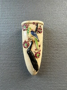 Vintage Made in Japan Wall Pocket Bird On A Branch Hand Painted 7" X 3" MCM - Picture 1 of 10
