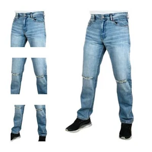 Herren Ripped Casual Basic Denim Relax Fit Jeans Denim UK LAGER - Bild 1 von 12