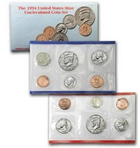 1994 P&D Mint Set Brilliant Uncirculated US with Envelope & COA (10 Coin Set) - Picture 1 of 3