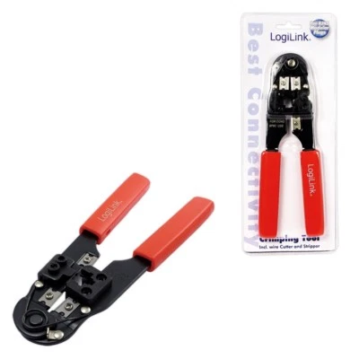 LOGILINK Pinza per Crimpare Cavi e Connettori di rete RJ45 8P8C con cutter e spellafili