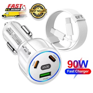 90W Fast Charging Car Charger Cord Cable For iPhone 16 15 14 13 Pro Max 16 Plus - Picture 1 of 20