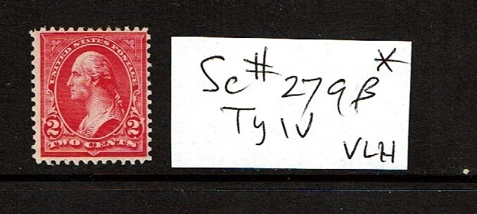 1898-9 U.S. UPU Colors Issue 2c Red Ty IV Sc#279b M/VLH/OG  Pretty! See Note - Image 1 of 1