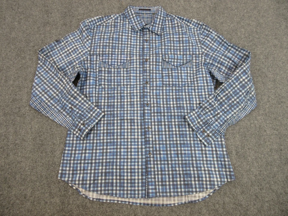 Elie Tahari Shirt Mens Extra Large Blue Black Plaid Button Up Preppy Casual - Image 1 of 4