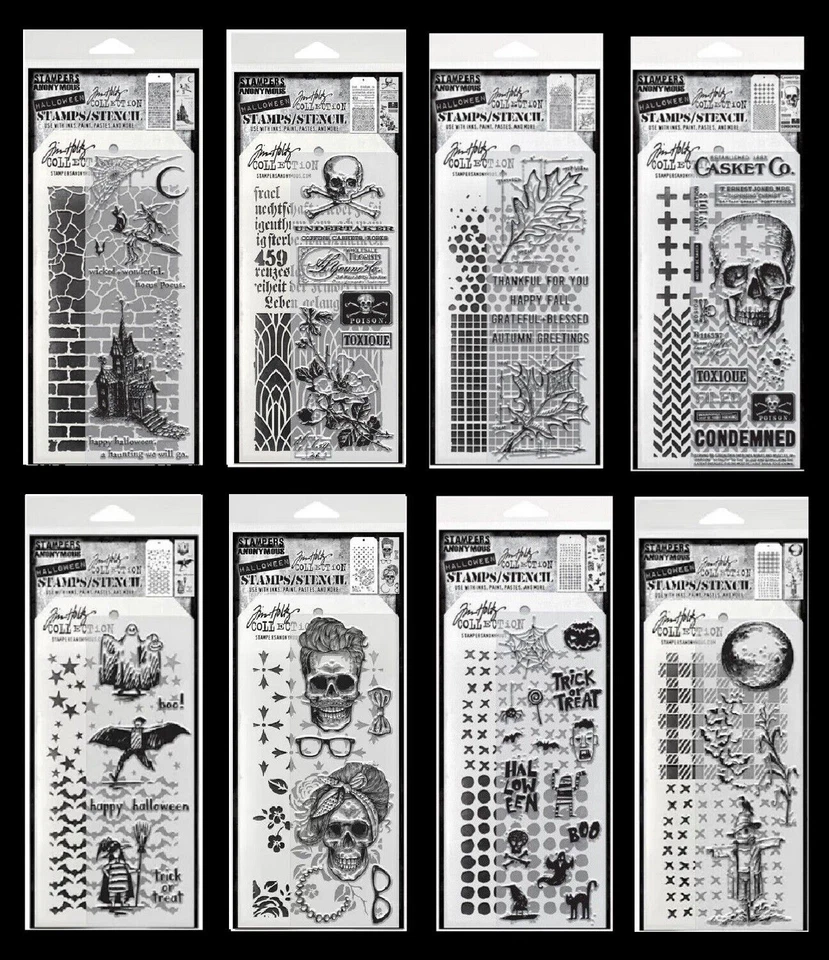 U ESCOLHA Selos e Conjuntos de Estênceis Anônimos de Halloween e Outono Tim Holtz - Imagem 1 de 1