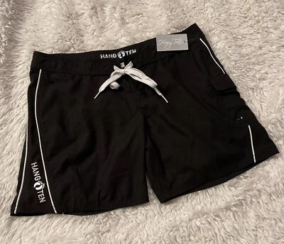 NEW-Junior Women’s HANG TEN Black BELIZE SURF QUICK DRY SWIM BOARD Shorts SZ: 7 - Image 1 of 4