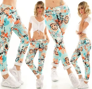 Damen Hose Freizeithose Stretch Jogpants Baggy Boyfriend Allover Print 36-40 - Bild 1 von 47