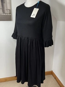 Joy Jody Shift Dress Size XS 6 Black Flared 3/4 Sleeve Stretchy Light Jersey New - Picture 1 of 11