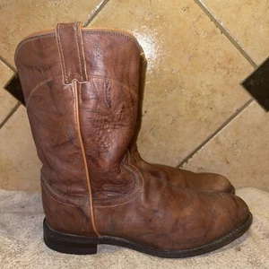 Justin 3163 Brown Leather Cowboy Western Boots sz 9.5 EE FREE SHIPPING - Picture 1 of 7