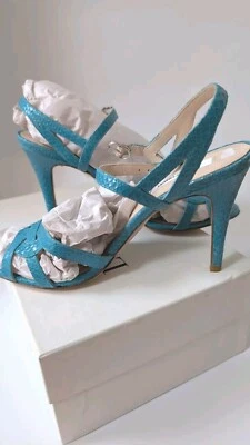 Sandalia Anjua L.K.Bennett Mujer Tacón Alto Aguamarina Turquesa Serpiente 39.5 NUEVA Foto 1 de 4