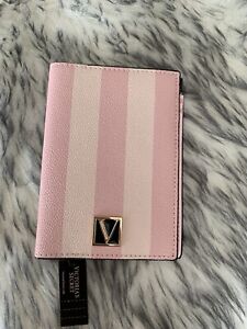Victoria Secret VS Signature Pink White Stripe Passport Card Case Holder Wallet